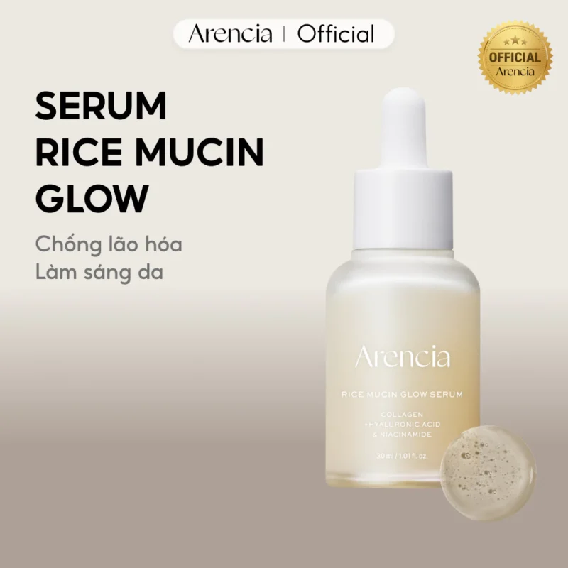 Tinh Chất Arencia Rice Mucin Glow Serum 30ml Dưỡng Ẩm, Cho Da Rạng Rỡ
