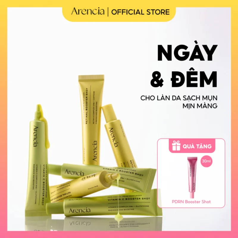 Bộ 2 Tinh Chất Arencia Vitamin C Booster Shot & Retinal Booster Shot 30ml x 2 Dưỡng Sáng, Làm Mịn Da